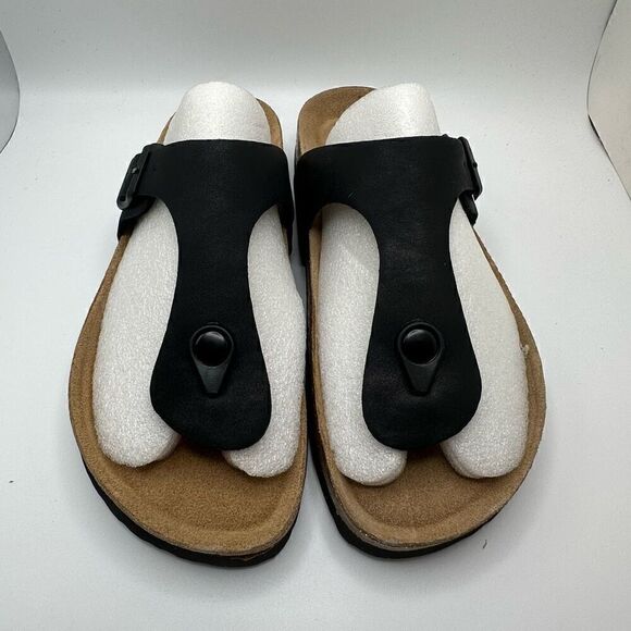 CUSHIONAIRE Women's Leah Cork Footbed Sandal With +Comfort 6.5 BLACK - Picture 2 of 7